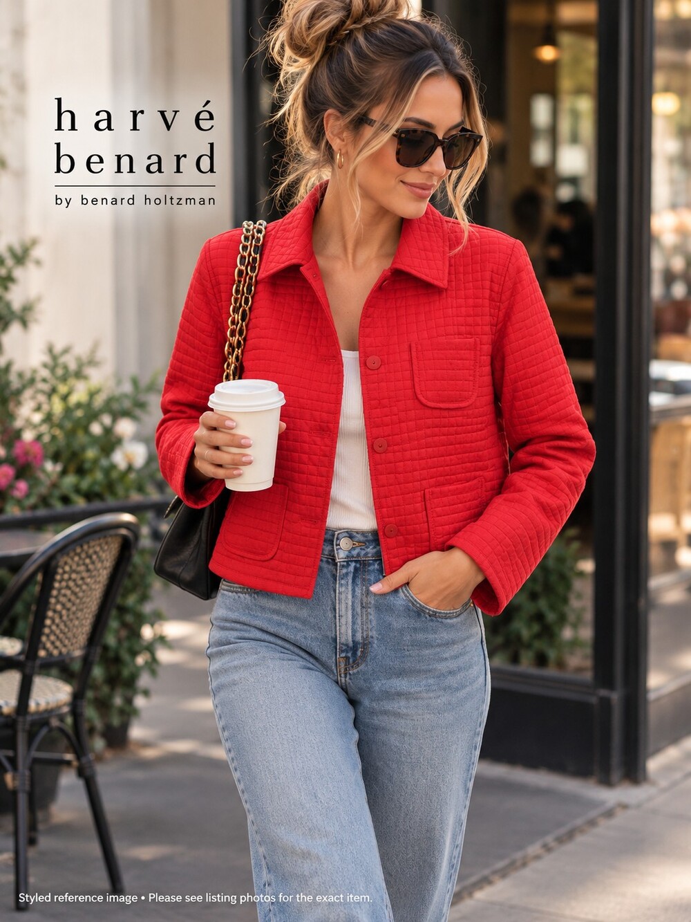 Vintage Harvé Benard Red Quilted Petite Jacket